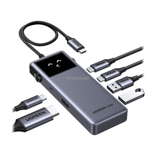 Hub UGREEN CM889 6w1 USB-C do HDMI, 4K 3x USB, PD 100W