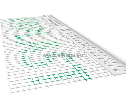 Listwa PCV zakończeniowa odcinająca z siatką A=100mm B=6mm L=2,5mb - pakiet 50szt.
