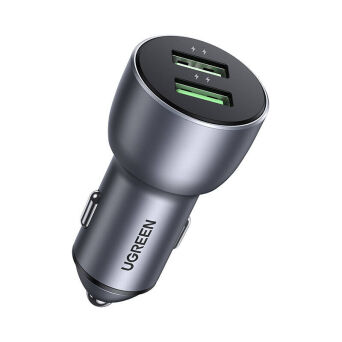 Ładowarka samochodowa UGREEN CD213 36W QC 3.0 2x USB (szara)