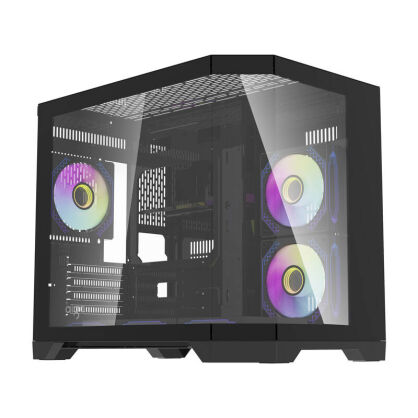 Obudowa komputerowa DARKFLASH FT418 + 6 wentylatorów ARGB (czarna)