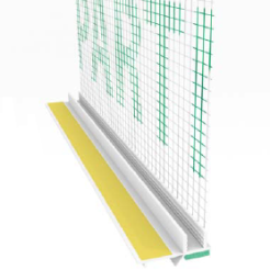Profil przyokienny dylatacyjny biały z uszczelką i siatką (146g/m2) B=6mm L=2,5m 50szt