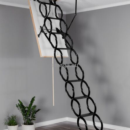 Schody nożycowe (d) 75x65cm płyta HDF biała ocieplana H=290cm