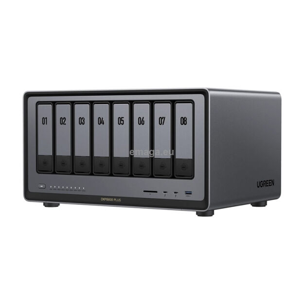 Serwer plików NAS Ugreen DXP8800 Plus, 8-dyskowy, Intel i5-1235U, 8GB DDR5, 2x 10GbE, 8K HDMI, SD 4.0