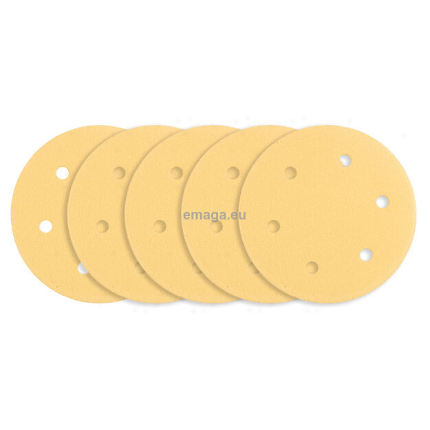 Papier ścierny na rzep 225 mm, K120, 5 szt., z 6 otworami do szlifierki 59G264, 59G265