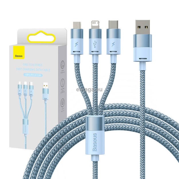 Kabel BASEUS StarSpeed USB-C/micro/Lightning 1.2m (niebieski)