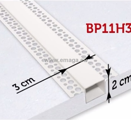 Listwa PCV do boniowania H=3cm L=3mb  zamknięta z elementem traconym - pakiet 15 sztuk