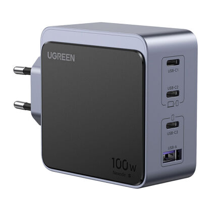 Ładowarka sieciowa UGREEN Nexode S 100W 3xUSB-C USB (szara)