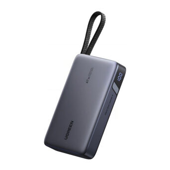 Powerbank 20000mAh Ugreen PB550 USB + USB-C, 67W, wbudowany kabel, certyfikat CCC (szary)