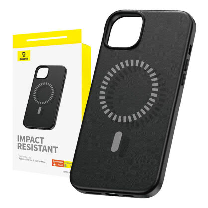 Etui BASEUS Fauxther Series magnetyczne do iPhone 15 Pro Max (czarne)