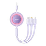 Kabel BASEUS Bright Mirror 3 USB-A-micro USB/Lightning/USB-C 1.1m (fioletowy) - 2