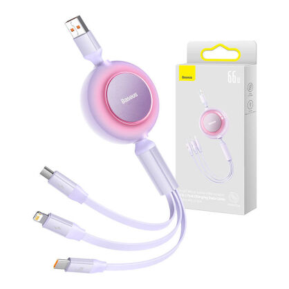 Kabel BASEUS Bright Mirror 3 USB-A-micro USB/Lightning/USB-C 1.1m (fioletowy)