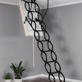 Schody nożycowe (d) 85x65cm płyta HDF biała ocieplana H=290cm