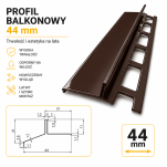 Profil aluminiowy balkonowy okapnikowy 44mm 3 m brąz lakierowany - 2