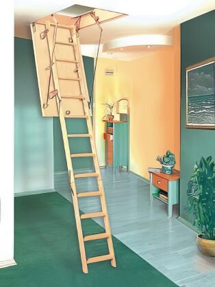 Schody składane 120x70 cm płyta HDF biała ocieplana H=290 cm