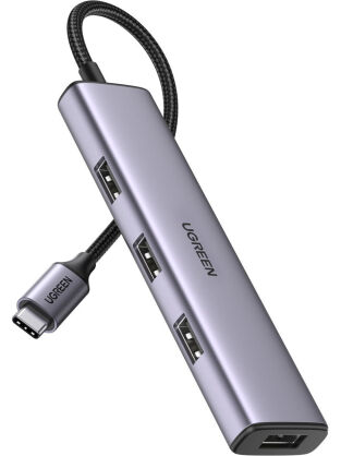 Hub UGREEN CM473 4w1 USB-C 4x USB 3.0 (szary)