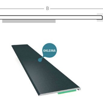 Listwa okienna maskująca płaska samoprzylepna PCV B=50 mm, gr. C=1,5 mm, L=50 mb w okleinie w kolorze folii Renolit
