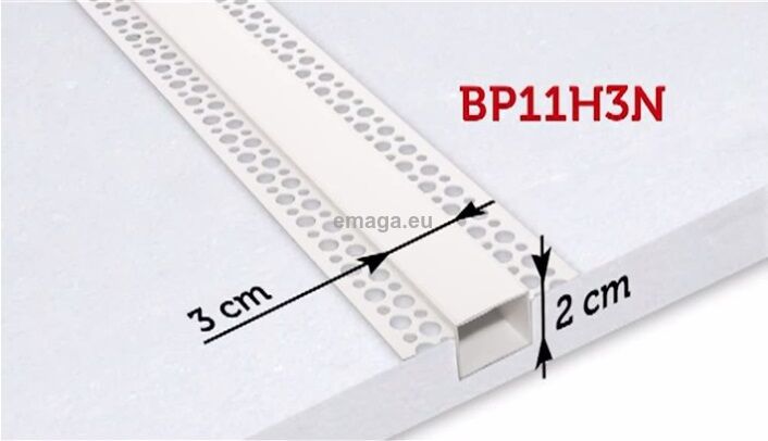 Listwa PCV do boniowania H=2cm L=3mb  zamknięta z elementem traconym - pakiet 15 sztuk