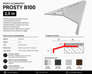 Profil aluminiowy balkonowy prosty B100 20mm 2,5m szary RAL7035 - 2
