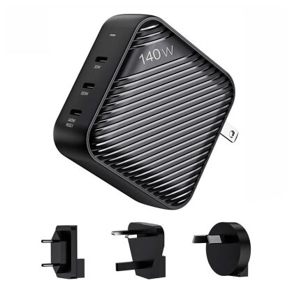 Ładowarka sieciowa INVZI GanHub 140W 3xUSB-C (czarna)