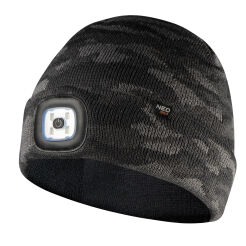 Czapka z latarką LED, dwuwarstwowa, CAMO URBAN