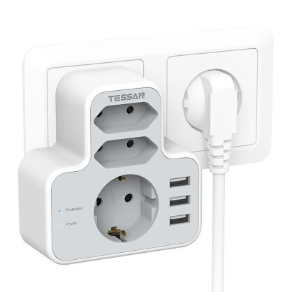 Adapter gniazda ściennego TESSAN TS-327 6w1
