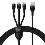 Kabel BASEUS Flash Series USB-C/micro/Lightning 1.2m 100W (czarny) - 2