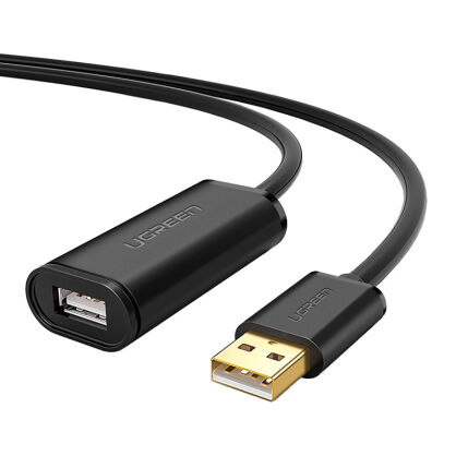 Kabel UGREEN USB-A-USB-A 20m USB 2.0 aktywny (czarny)