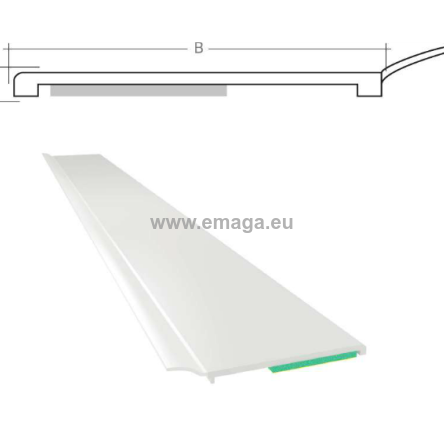 Listwa maskująca płaska samoprzylepna PCV B=70 mm gr. C=1 mm biała z uszczelką L=50 mb