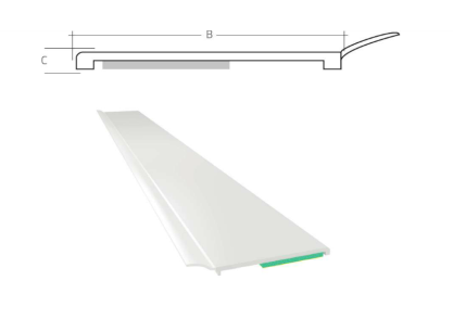 Listwa maskująca płaska samoprzylepna PCV B=70 mm gr. C=1 mm biała z uszczelką L=50 mb