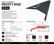 Profil aluminiowy balkonowy prosty B100 20mm 2,5m antracyt RAL7016 - 2