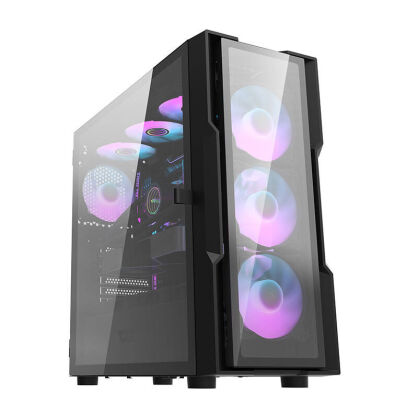 Obudowa komputerowa DARKFLASH DK431 Glass + 4 wentylatory RGB (czarna)