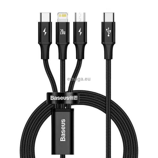 Kabel BASEUS Rapid Series USB-A-micro USB/Lightning/USB-C 1.5m (czarny)