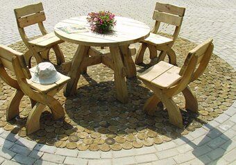 Komplet mebli masywnych stół okrągły