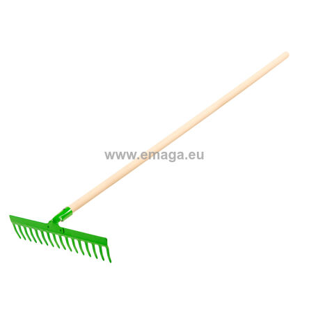 Grabie uniwersalne proste, 16 zębów, głowica nitowana, trzonek drewniany