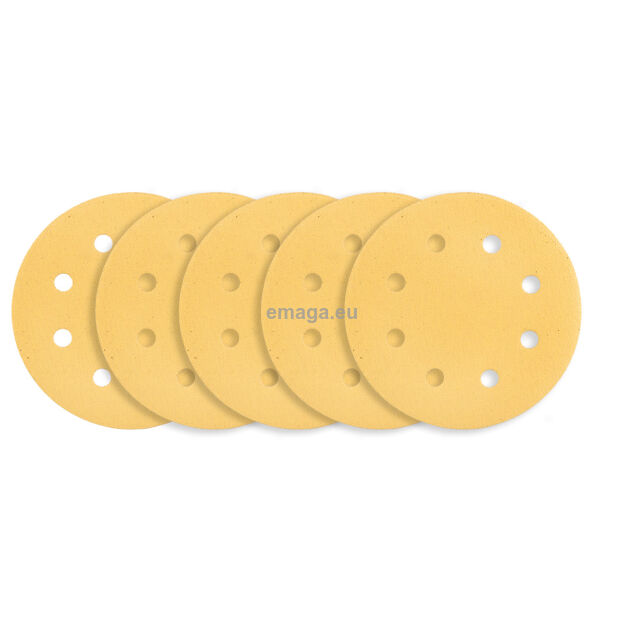 Papier ścierny na rzep 180 mm, K120, 5 szt., z 8 otworami do szlifierki 59G263