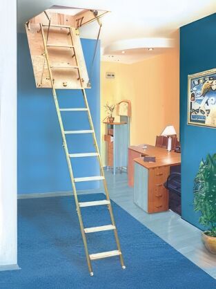 Schody składane 120x60 cm płyta HDF biała ocieplana H=310 cm