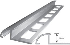 Profil aluminiowy do glazury AL "CW"schodowy H=10mm, L=2,5m anodowany srebro