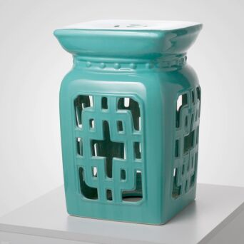 Stolik ceramiczny DRUM 112 kawowy, boczny turkusowy, lampion