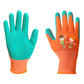 Rękawice robocze dla dzieci, poliester pokryty lateksem (crincle), rozmiar 4