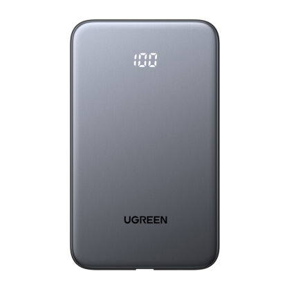 Powerbank 10000mAh Ugreen PB526 USB + USB-C, 20W, wbudowany kabel (szary)