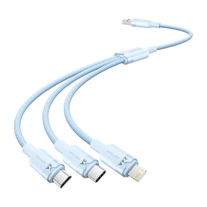 Kabel VENTION CTPLG USB-A-Lightning/USB-C/microUSB 1.5m 3A (niebieski)