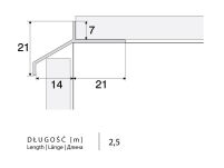 Profil aluminiowy balkonowy naturalny 35mm 2,5m - okapnik w kolorze naturalnym pak. 5szt. - 2