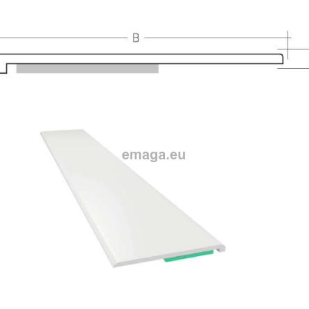 Listwa maskująca płaska samoprzylepna PCV B=55 mm gr. C=1 mm biała bez uszczelki L=50 mb