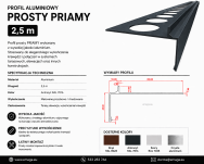 Profil aluminiowy balkonowy prosty PRIAMY 2,5m antracyt RAL7016 - 2