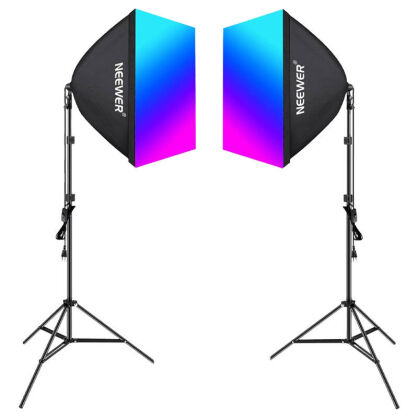 Zestaw oświetlenia NEEWER NK800 2x softbox + 2x żarówka RGB 24W