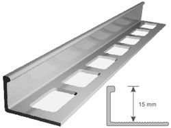 Profil aluminiowy do glazury H=15mm, L=3m anodowany srebro