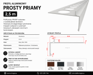 Profil aluminiowy balkonowy prosty PRIAMY 2,5m szary RAL7035 - 2