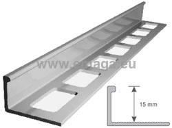 Profil aluminiowy do glazury H=15mm, L=2,5 m anodowany srebro
