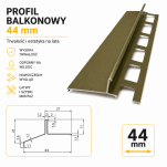 Profil aluminiowy balkonowy 44mm 2,5m - okapnik anodowany oliwka - 2