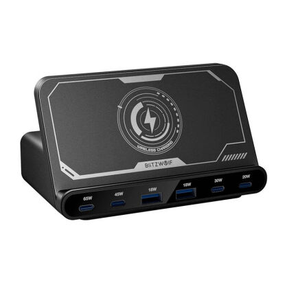 Ładowarka sieciowa BLITZWOLF BW-S27 160W 4xUSB-C 2xUSB-A Qi 15W (czarna)